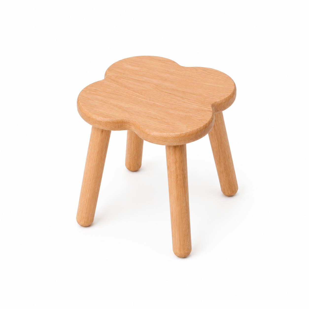 Norvia Kleeblatt Holzhocker – Massivholz