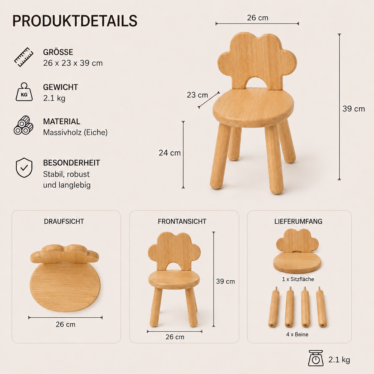 Norvia Kinderstuhl Wolke – Massivholz