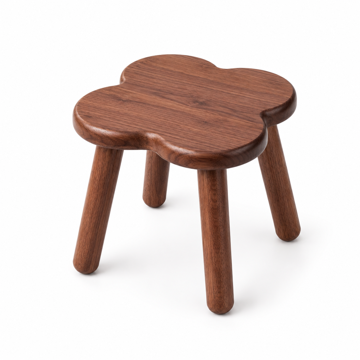 Norvia Kleeblatt Holzhocker – Massivholz